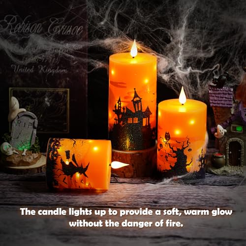 Flameless Candles with Remote Control & Star String - 3 Pack Orange
