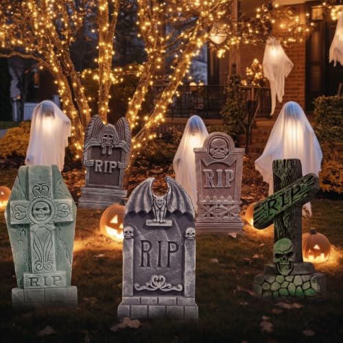 Halloween Foam Tombstones Set of 5 - Spooky Graveyard Decorations