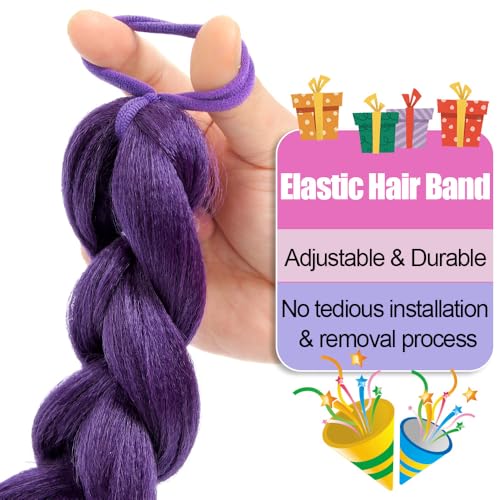 Dark Purple 24 Inch Braided Ponytail Extension - Long Hair Styling Accessory