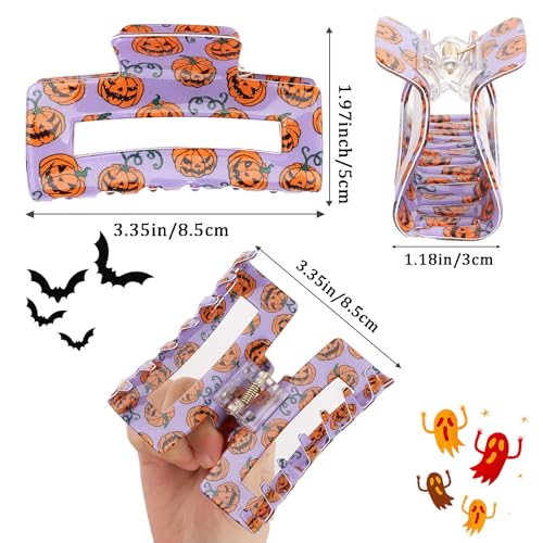 Halloween Hair Clips Set - Spooky Pumpkin Ghost Bat Designs for Women & Girls