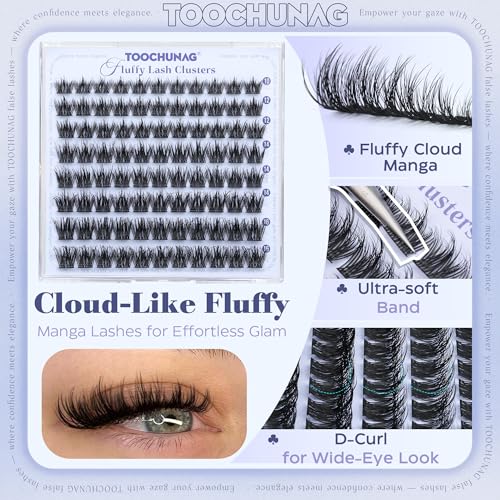 Manga Fluffy Eyelash Clusters - 10-16mm Wispy D Curl Fake Mink Lashes - DIY Natural & Glam Looks