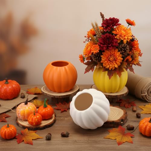 DIY Ceramic Pumpkin Vase Set - Fall Halloween Table Centerpieces, 6 Pcs