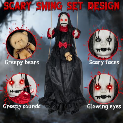Halloween Hanging Girl Doll Decor - 4.6Ft Spooky Outdoor Swinging Ghost