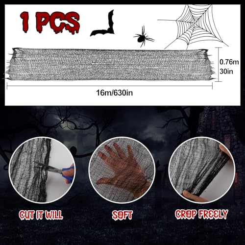 Black Halloween Creepy Cloth 630x30 Inch Spooky Haunted House Decoration