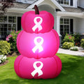 Pink Ribbon Inflatable Pumpkin Decorations - Breast Cancer Awareness Set of 3, 4 Feet Tall