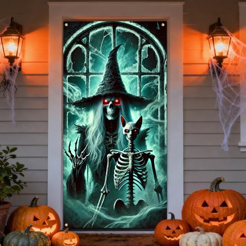 Halloween Moonlit Skeleton Pair Door Cover Decorations - Variation: Halloween Skeleton Dance
