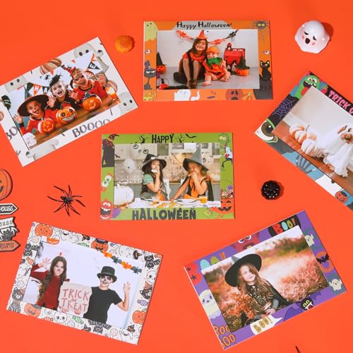 Halloween Photo Frame Cards with Envelopes 4x6 - 6 Designs, 96 Pack