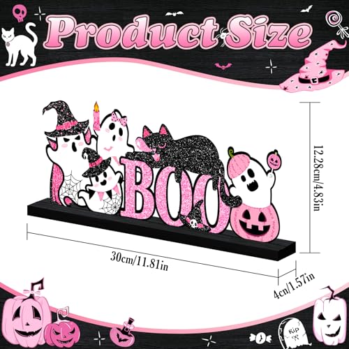 Halloween Pink Table Decorations Centerpiece - Pink Ghosts Metal Sign