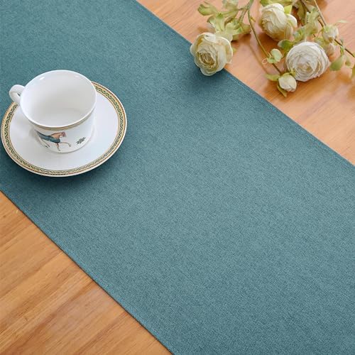Modern Dark Green Cotton Table Runner 13x72 Inches Farmhouse Style - Winotic