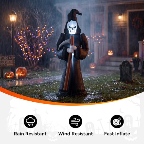 8FT Inflatable Grim Reaper with Scythe Halloween Yard Decor LED Lighted Outdoor Decoration