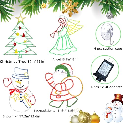Christmas Window Silhouette Lights - 16 Inch Indoor & Outdoor Decoration - Santa, Angel, Snowman, Christmas Tree Variations