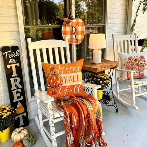 Outdoor Waterproof Pillow Covers Set of 4 20x20 Inches Fall Decor Orange