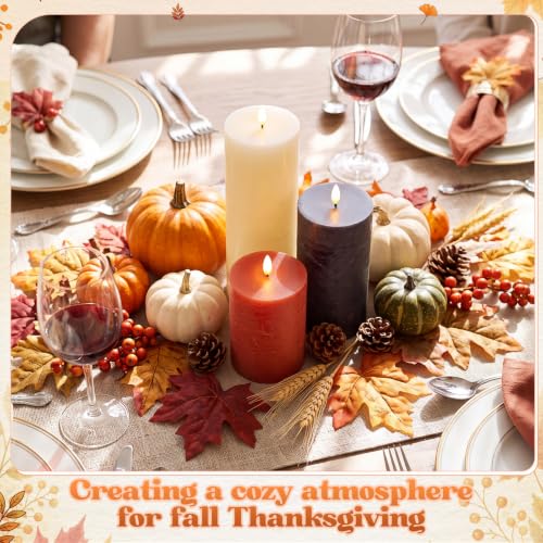 Thanksgiving Flameless LED Candles Set - Fall Autumn Autumn Decor, 3 Sizes