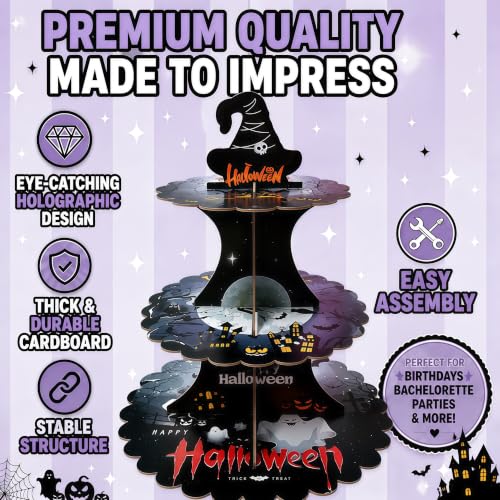Halloween 3-Tier Cupcake Stand | Spooky Party Dessert Display