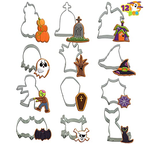Halloween Cookie Cutter Set 12-Piece Stainless Steel Baking Mold for Cookies & Decorations