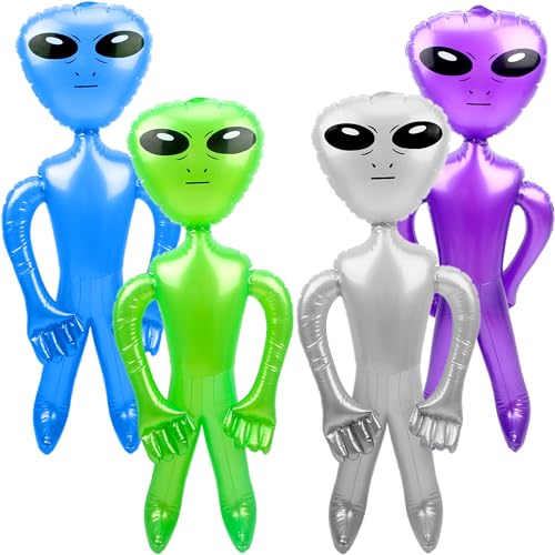 Giant Inflatable Alien Balloons Set - 4 Pack Large Space Party Decorations