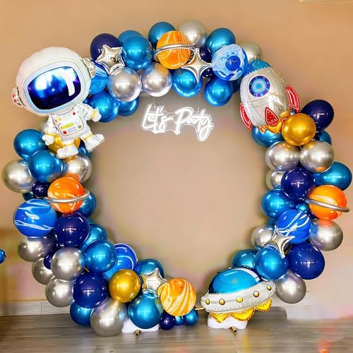 Space Theme Balloon Set 6pcs Rocket Astronaut UFO Foil Party Decorations