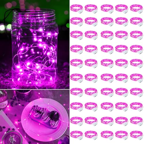Pink Fairy Lights Battery Operated 50 Pack 7ft 20 LED String for Valentine's Easter Christmas