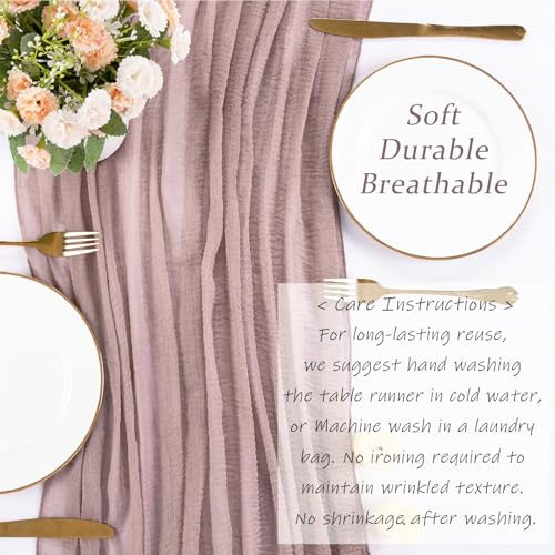 Linen Grey Cheesecloth Table Runner 10ft Boho Rustic Wedding & Party Decor