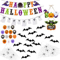 Halloween Decorations Set with Banners, Bats, Webs, Balloons & Photo Props - 100+ Pieces