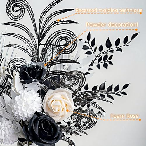 Gothic Artificial Flower Bouquet - 17-Inch Minimalist Home Decor, Champagne & Black