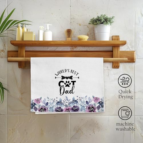 Cat Dad Kitchen Towels - Funny Pet Lover Gift for Men, 16x24 Inch Variation of Cat Dad