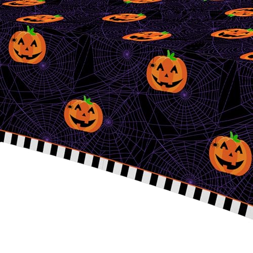 Halloween Pumpkin Tablecloth 3 Pack - Spooky Fall Party Decor, 54x108 Inches