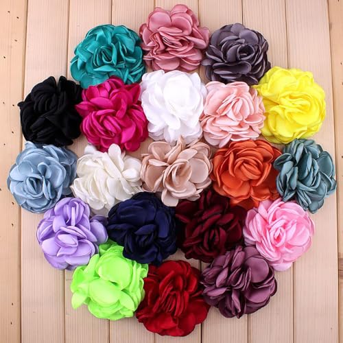 Orange Satin Ribbon Flowers 10pcs for Crafts Wedding Bouquets & Decor