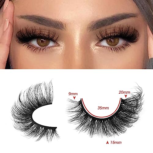 Dramatic 20MM Mink False Eyelashes - Wispy Cat Eye Style, 7 Pairs by Ruairie