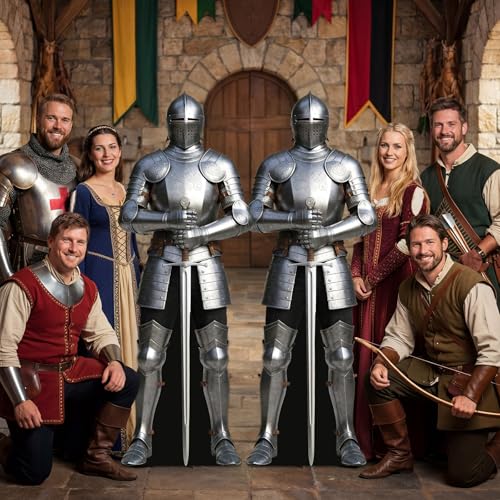 Life-Size Knight Cardboard Cutout Standee - 5.9 Ft Medieval Theme Prop - Variation of 2 / Knight