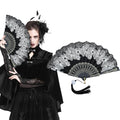 Black Spanish Folding Fan for Halloween Cosplay & Party Decor - Retro 1920s Style