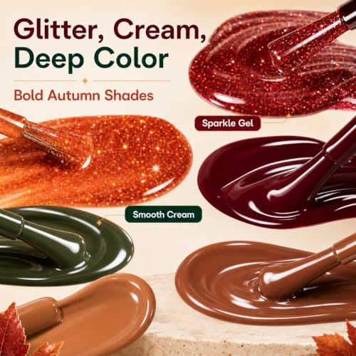 Beetles Fall Gel Nail Polish Set - Cozy Campfire Variation, 20 Autumn Colors