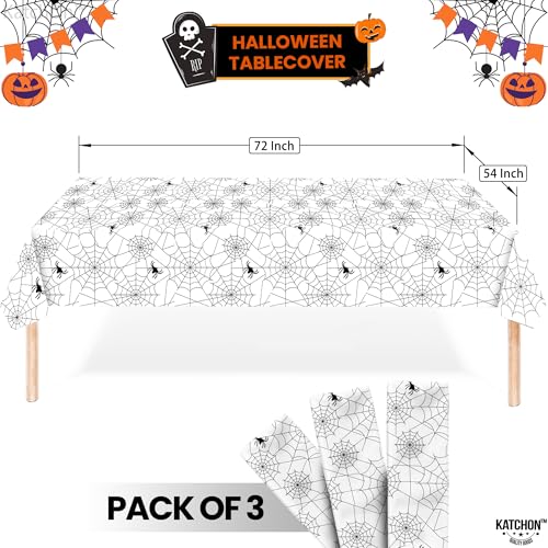 Halloween Spider Web Tablecloth Pack of 3 - 72x54 Inch Black and White Spooky Decor