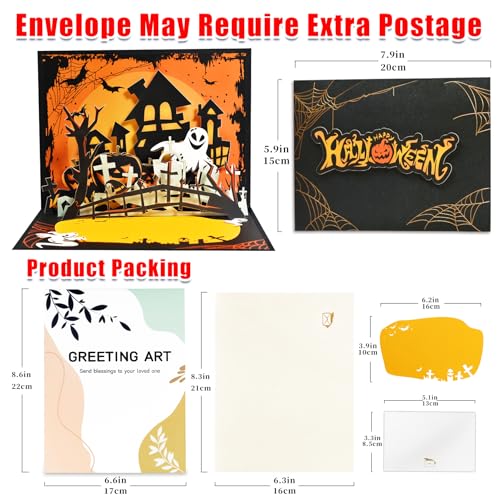 Halloween Haunted House Pop Up Card - 3D Spooky Haunted House Greeting Card, Holiday Halloween Decoration - Variation of THIS listing