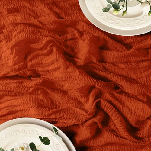 Terracotta 10ft Table Runner Set - Rustic Cheesecloth Wedding & Holiday Decor