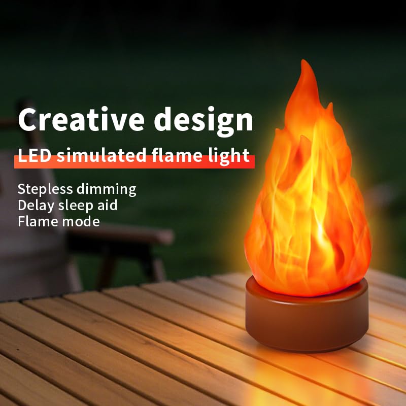 Rechargeable LED Flame Night Light with 3 Modes - Cozy Table Decor