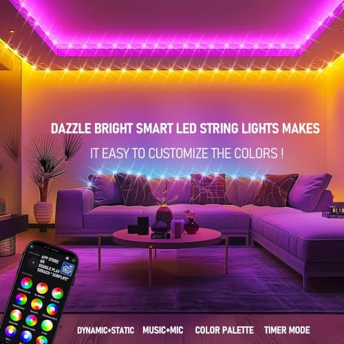 66FT 200 LED Color Changing RGB Christmas Halloween String Lights - Smart & Music Sync
