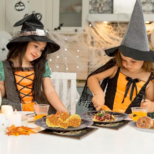 Gold Halloween Party Supplies Set for 25 Guests - Disposable Plates Forks Napkins
