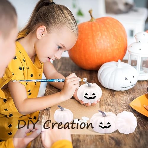 Artificial White Foam Pumpkin Set for Halloween & Fall Decor - 12 Pack