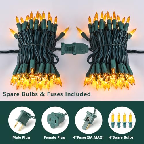 Gold Christmas Lights 300 Count Incandescent String Lights - 69.6ft, 2-Pack, Indoor & Outdoor