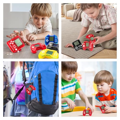 Video Game Keychain Favors for Kids - 24 Retro Mini Arcade Toys for Parties