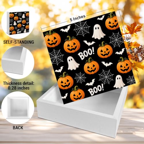 Fall Halloween Wooden Sign - Cute Pumpkin Ghost Autumn Decor Sign-14