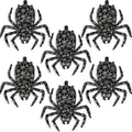 Halloween Black Spider Balloons Set - 6 Latex Party Decorations with Cobweb Design - Variation: Black
