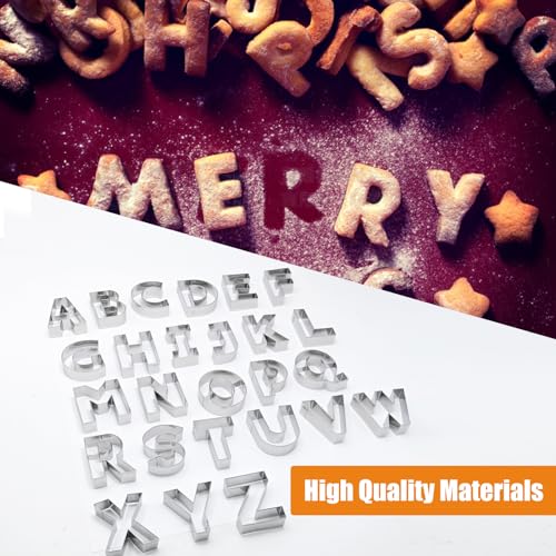 26-Piece Stainless Steel Alphabet Cookie Cutters Set - 3 Inch Letters A-Z