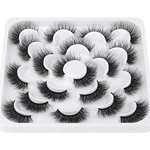 Fuzzy Mink Lashes - 3D Volume False Eyelashes Pack - Handmade, Reusable, Thick Crossed Style - Variation: F- Volume Lashes