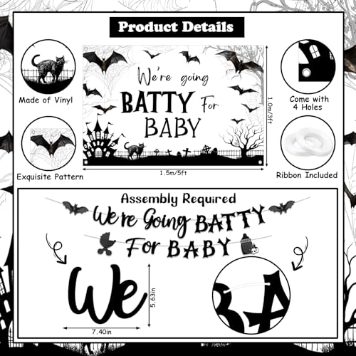 Halloween Baby Shower Bat & Ghost Decoration Kit - Spooky Gothic Party Supplies