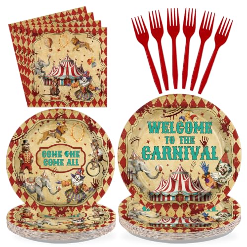Spooky Circus Bloody Carnival Party Plates & Napkin Set - Serves 24