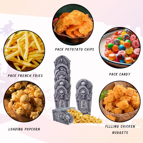 Halloween Tombstone Popcorn Boxes - 24 Black Cardboard Party Favor Containers