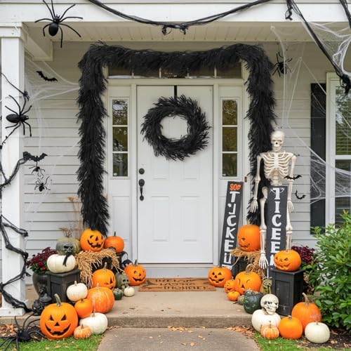 5.9 FT Black Artificial Norfolk Pine Garland Halloween Christmas Decor - Variation 1