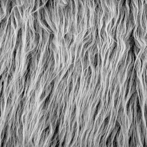 Faux Fur Fabric Christmas Winter Squares - Black & Gray Shaggy Patch